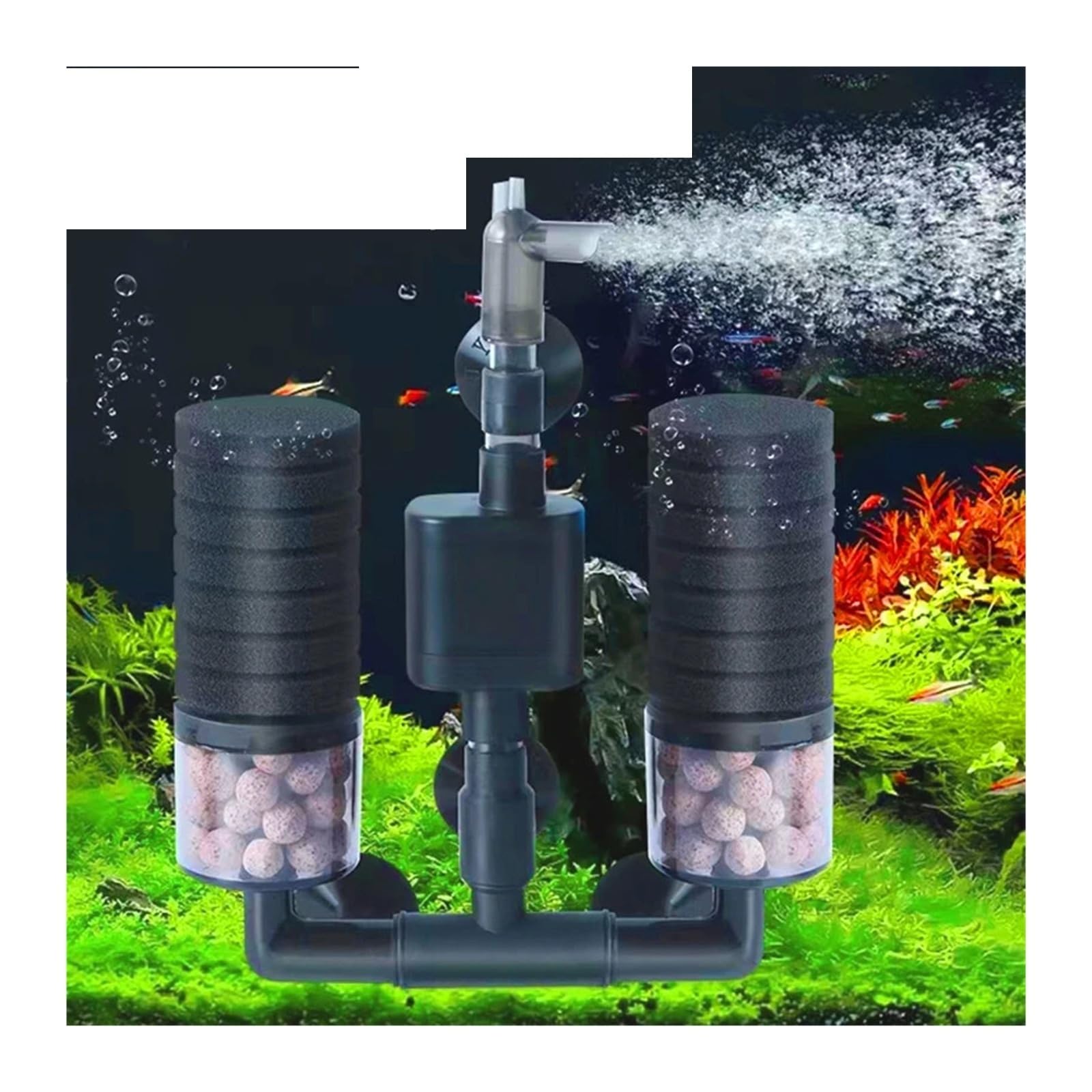 Filtro de Esponja for Acuario con Bomba de Agua for pecera, Bomba de Aire, Skimmer, Filtro bioquímico, filtros biológicos for Acuario(YU-229C with Pump)