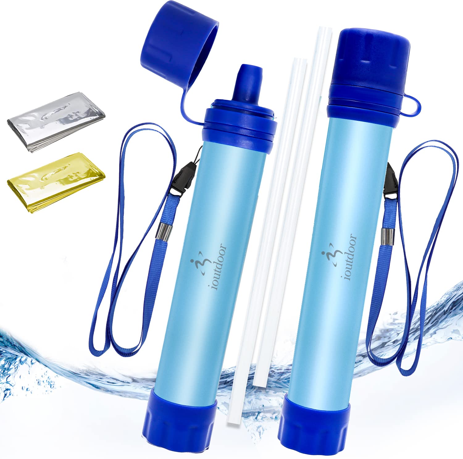 ioutdoorPersonal Water Filter Straw Reusable,1500L Outdoor Survival Water Purification Kit Water Purifier Filter Set for Camping Hiking Traveling Backpacking