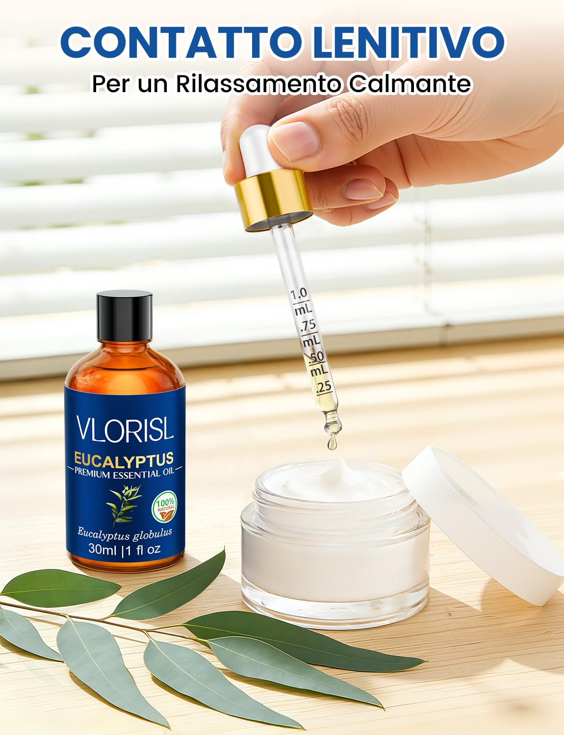 Olio Essenziale di Eucalipto 30ML, Aroma Fresco e Naturale, per Diffusore, Bagno, Sauna e Aromaterapia