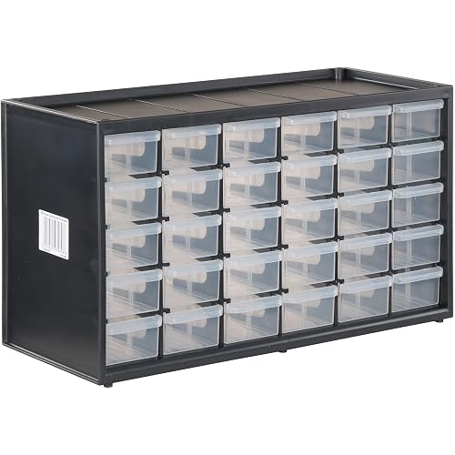 CRAFTSMAN Storage Organizer, 30 Small Drawer Modular Storage System, Easily Stackable, Plastic, Black, White (CMST40730)