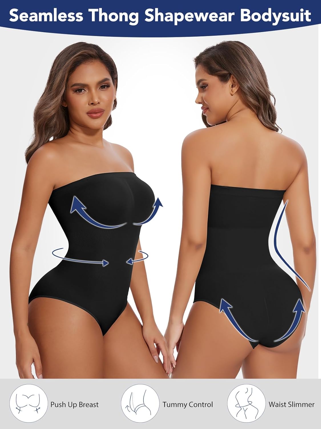 SHAPERIN Strapless Bodysuit with Bras Tummy Control Shapewear Shaper Tube Tops Body Suit One Piece Leotard - Image 3