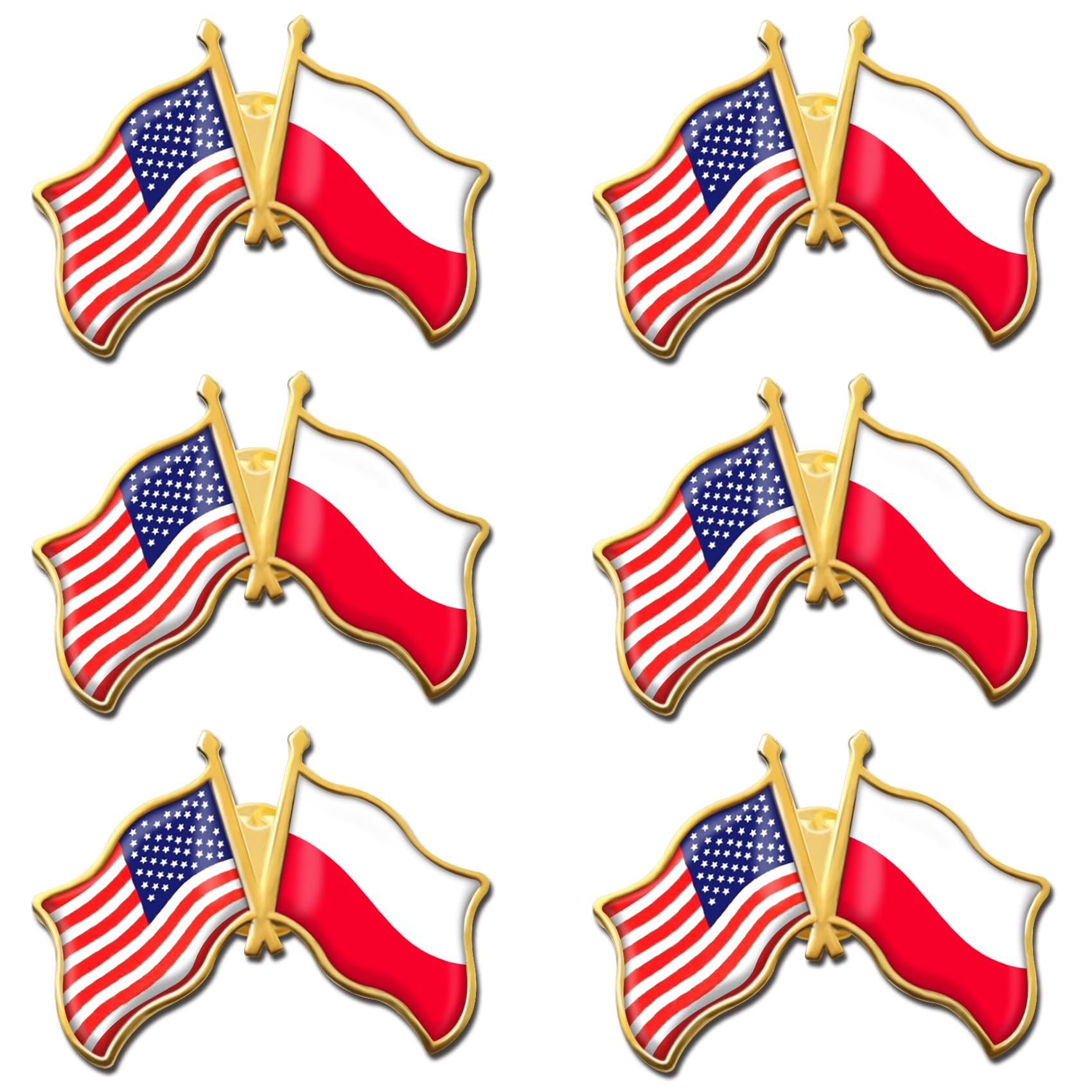 6/12/50/100 Pack -American Poland Friendship Flag Pins Bulk -1.4” Metal US USA Polish Lapel Pins Badge Button Souvenir