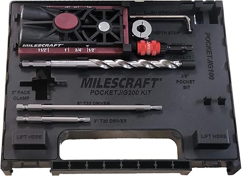 Miniatura 4 de Milescraft 1325 Pocket Jig 200 - Sistema completo de plantilla de agujero de bolsillo dobledoble. Fácil de usar, guía de taladro de bolsillo,