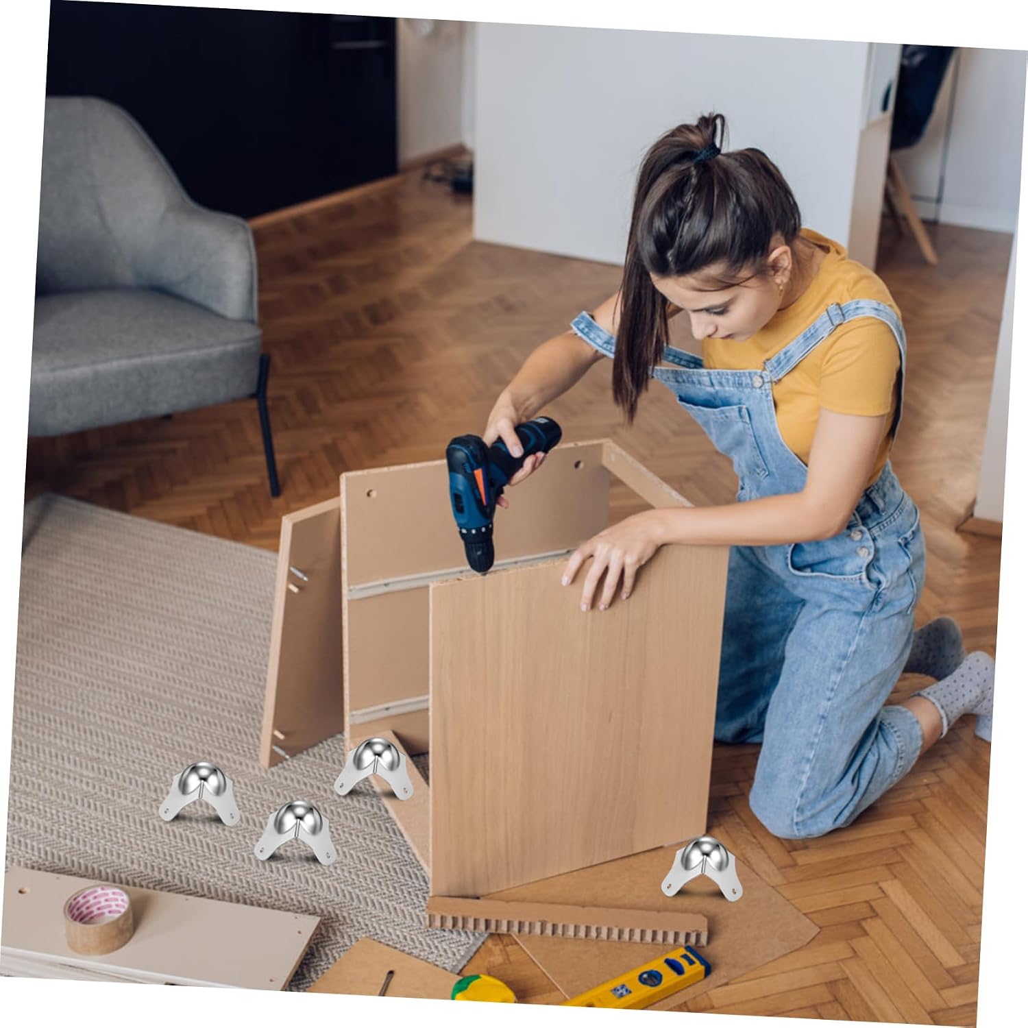 Housoutil Ball Case Corners Metal Corner Protectors 8pc Set Ball End Corner Protectors for Furniture