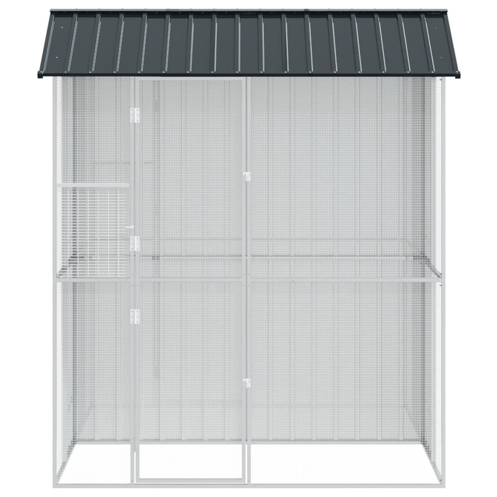 SKM Voliere Anthrazit 215x110x247 cm Stahl,Tier- & Haustierbedarf,Haustierbedarf,Vogelbedarf,Vogelkäfige & -ständer,Anthrazit,53.7KG,3325172
