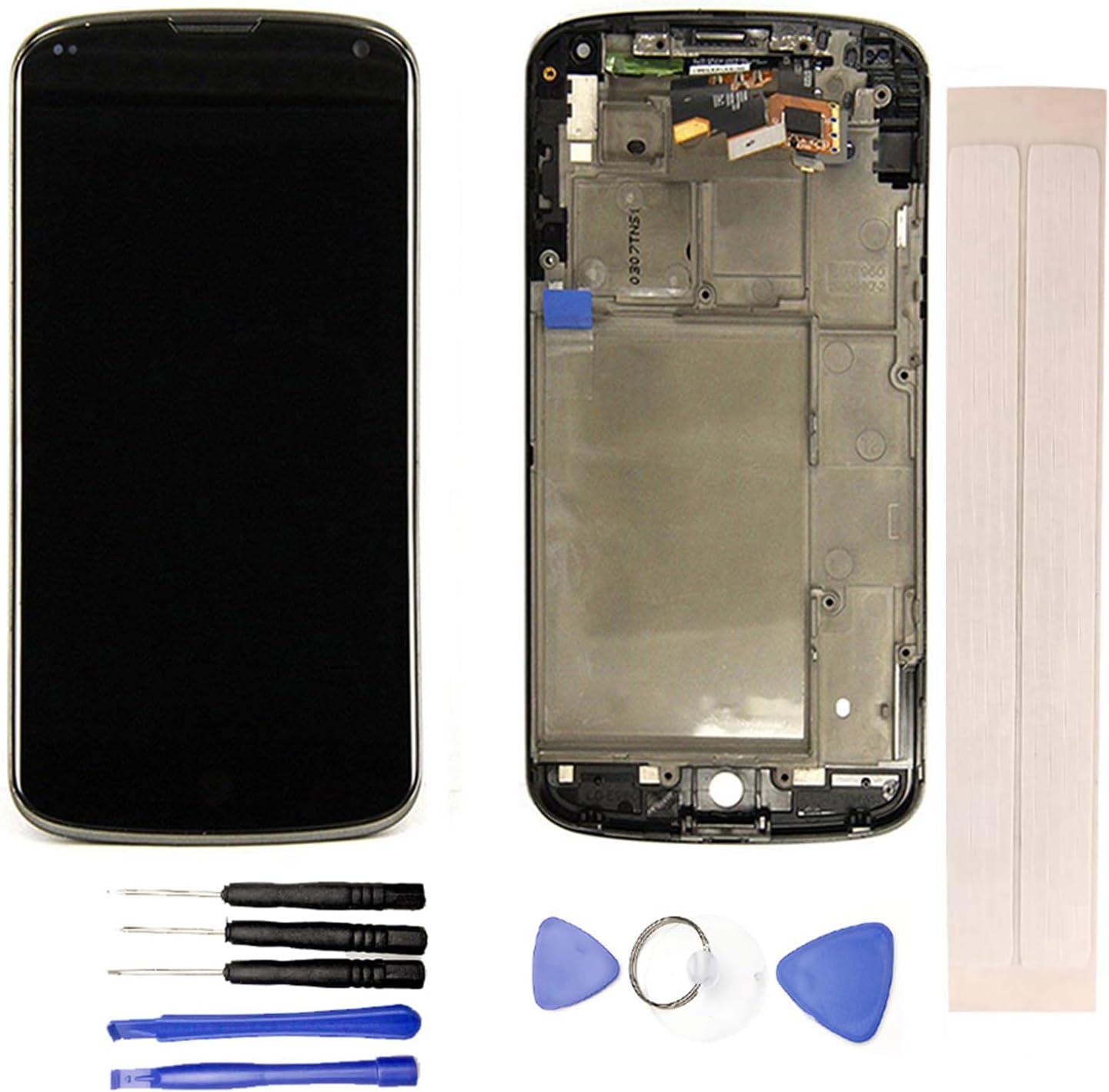 LCD Display & Replacement Touch Screen Digitizer Assembly with Free Tools for L-G Nexus 4 E960 Black with Frame