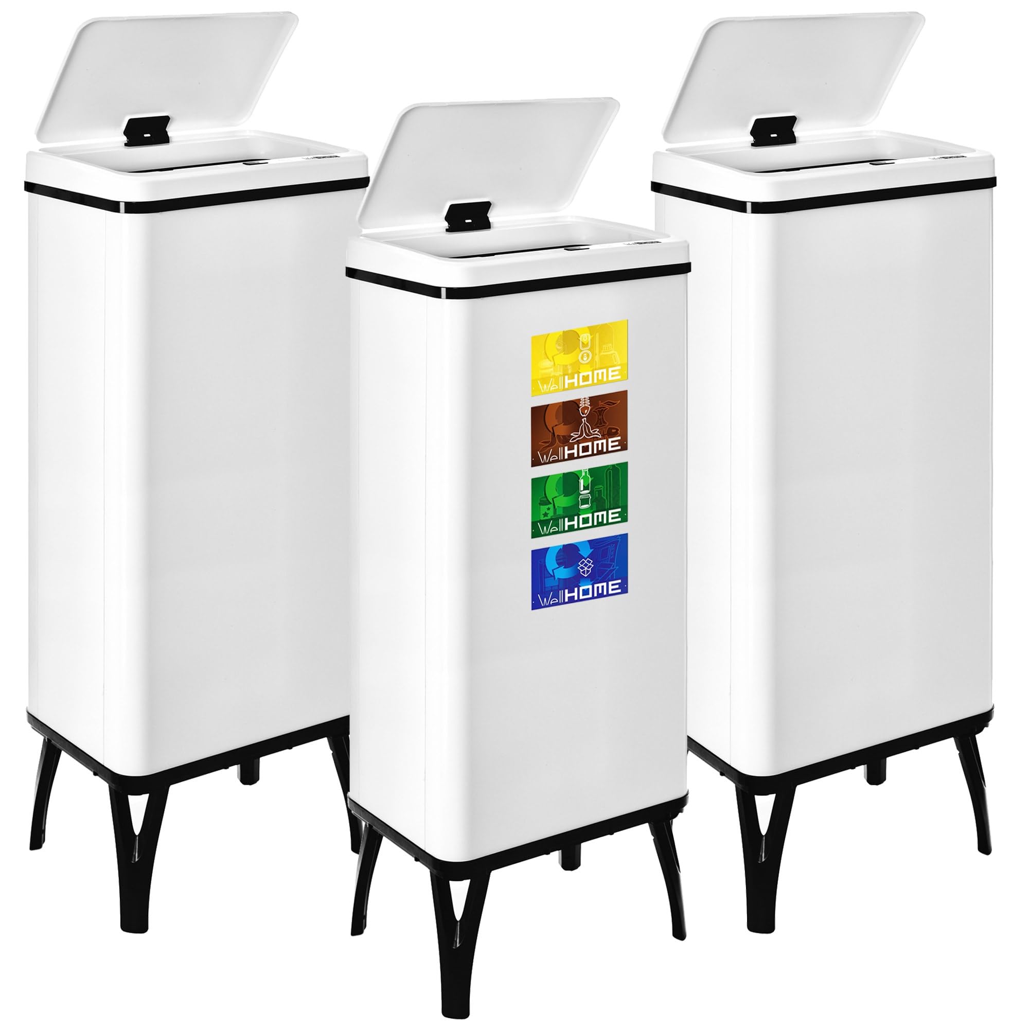 Poubelles intelligentes de 60 l WELL HOME au design épuré blanc de 95,5 cm