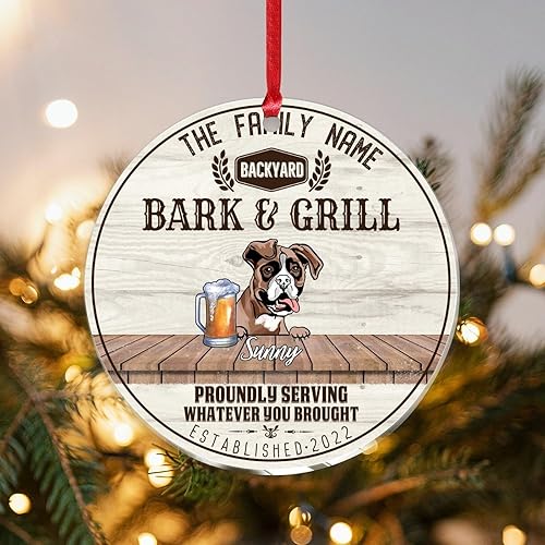Vista 41 de SILYHEART Presa Canario Christmas Acrylic Ornament Dogs Welcome Ceramic Christmas Keepsake Family Dog Name Funny Christmas Memorial Gifts for Mom