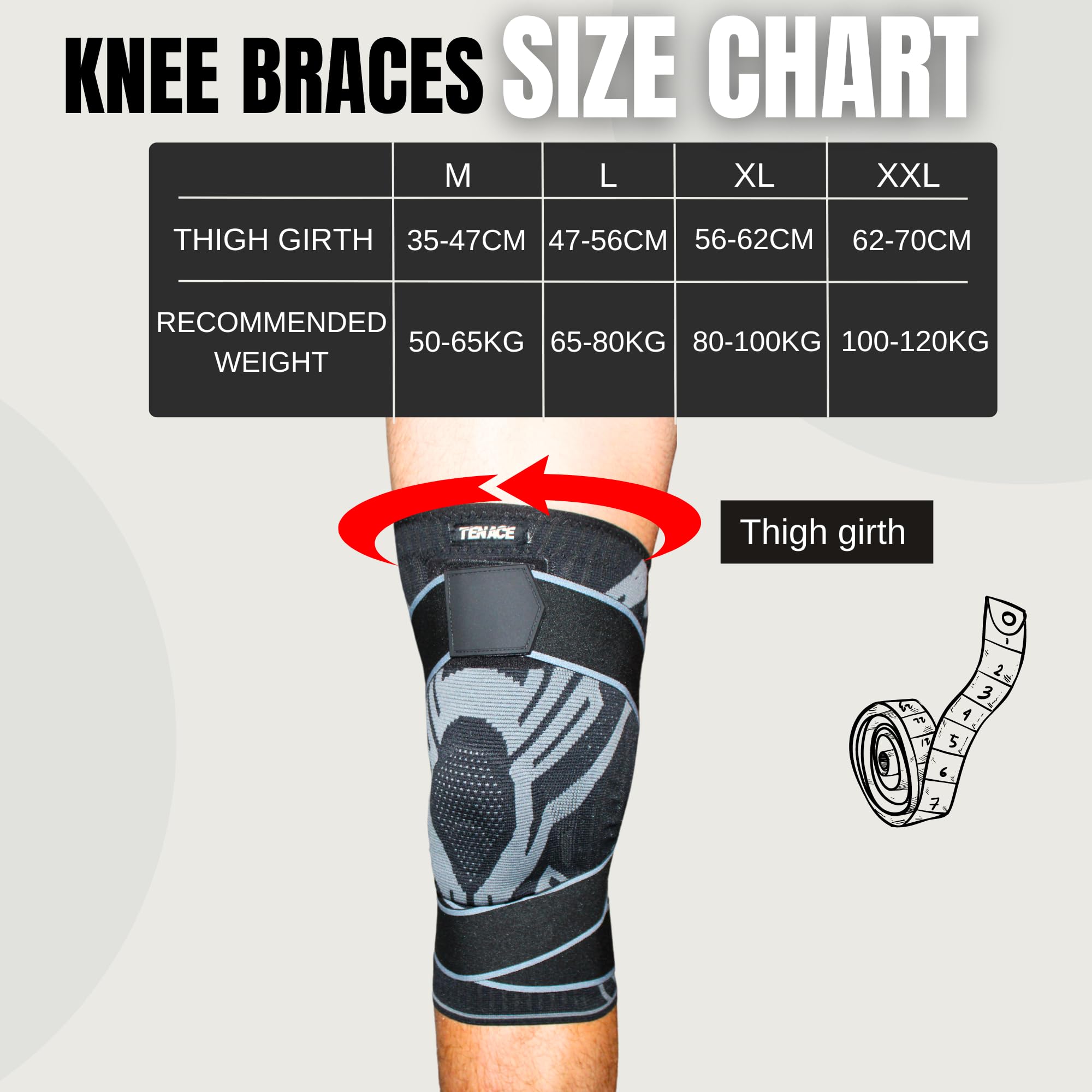 Tenace BJJ Knieschoner mit Gelpolster und Stabilisierung – Kniebandage für Grappling, Ringen, MMA, Jiu Jitsu, Judo und Muay Thai – Kompression, Halt und Schutz (2, Schwarz, X-Large)