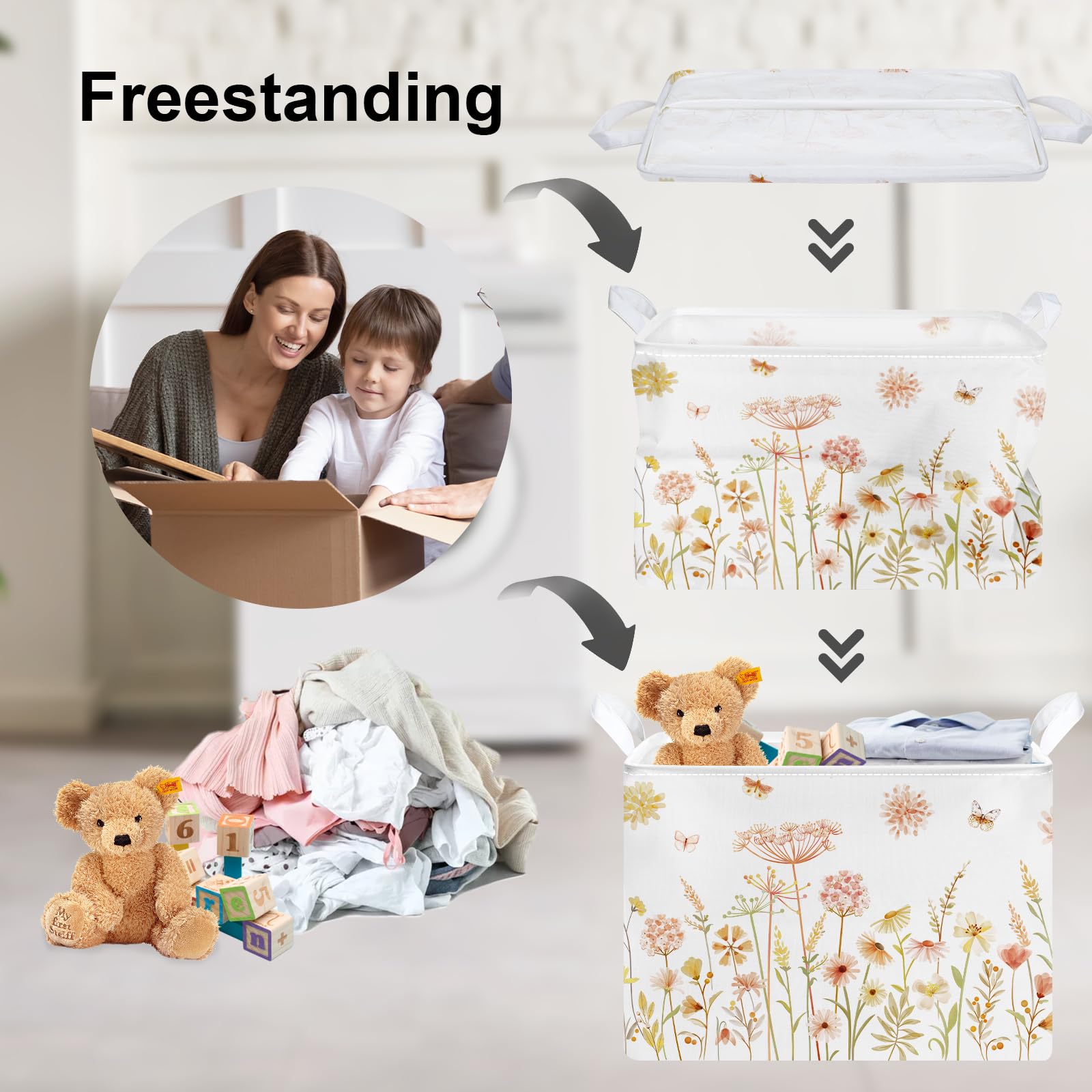Selbro®, Grote Witte Kinderwasmand Met Deksel In De Vorm Van Een Dierenboom Voor Jongens En Meisjes Opbergmand Voor Speelgoed Opbergmand Voor Kinderkamer En Badkamer 45 Liter