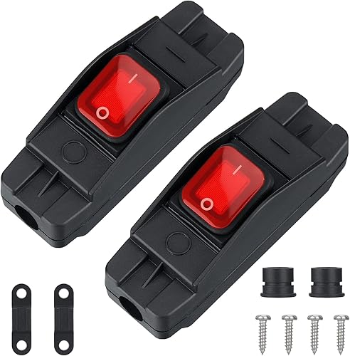 Kingdder 2 interruptores de cable en línea impermeables CA/CC 12V-250V Interruptor de botón de alta resistencia basculante de alimentación eléctrica