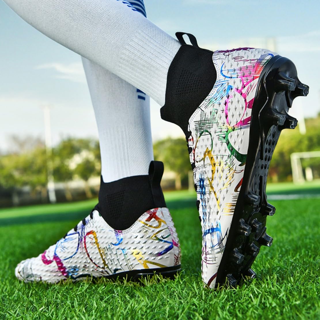 Scarpe da Calcio Professionali Alte da Uomo per Ragazzi Scarpe da Calcetto con Tacchetti per Bambini per Sport all'aperto su Erba Sintetica