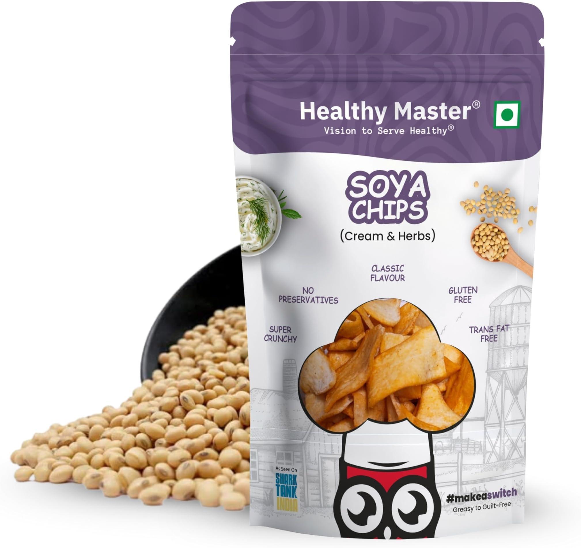 Soya Chips 200g-Pack of 1|Crispy Chips,high protein|Natural ingredients,Vegan,Gluten Free,No Palm Oil,No Artificial Preservatives,Trans Fat Free,Low Calorie