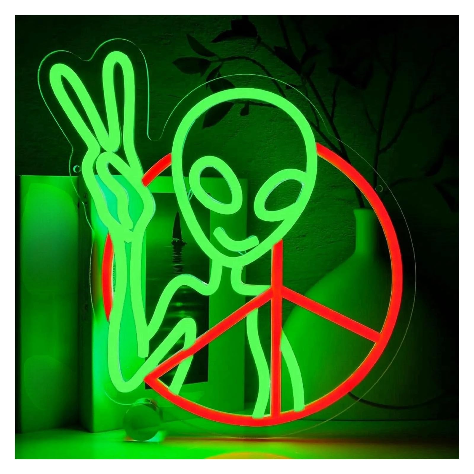 Lemst One Color Signs Lamp Alien Neon Sign Light Dimmable For Game Room Bedroom Home Bar Living Room Wall Decor Usb Powered Lamp 32Cmx32cm