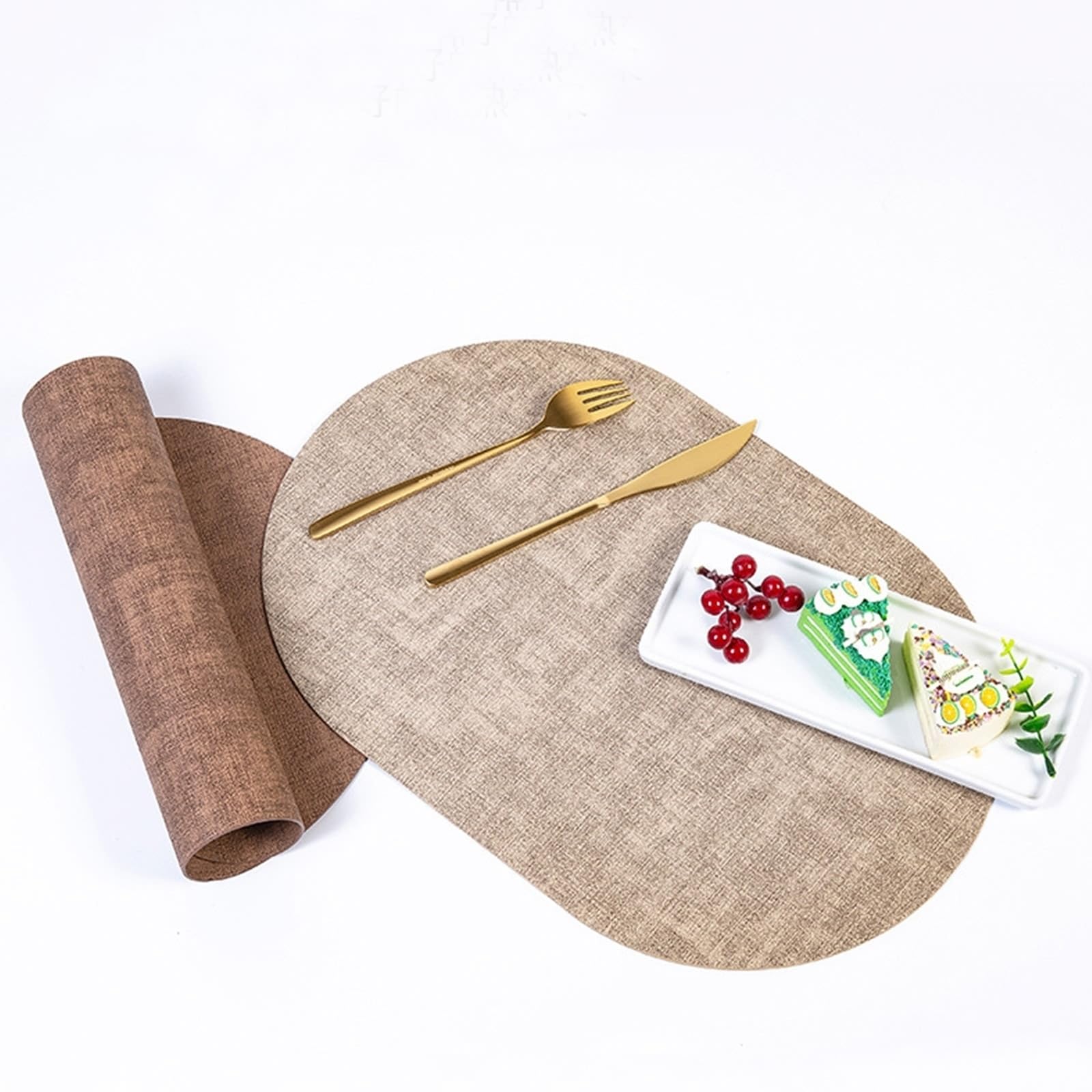 Lot de 6 sets de table Café beige Motif tissé 30 x 45 cm Pour cuisine et salle à manger