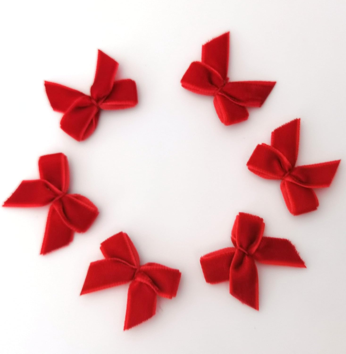 50pcs 1.2-Inch Red Velvet Mini Ribbon Bows for Crafts, Wedding, Gift, Sewing, Scrapbooking, Hair Bows, Belts - Classic Style, Christmas, Holiday Occasion - Red Hearts - Image 6