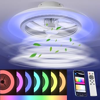 55 cm Smart LED Ceiling Light with Fan Ceiling Fan Lights without Lampshade Adjustable Wind Speeds Dimmable Light Modern Fan Lighting 3000-5500K