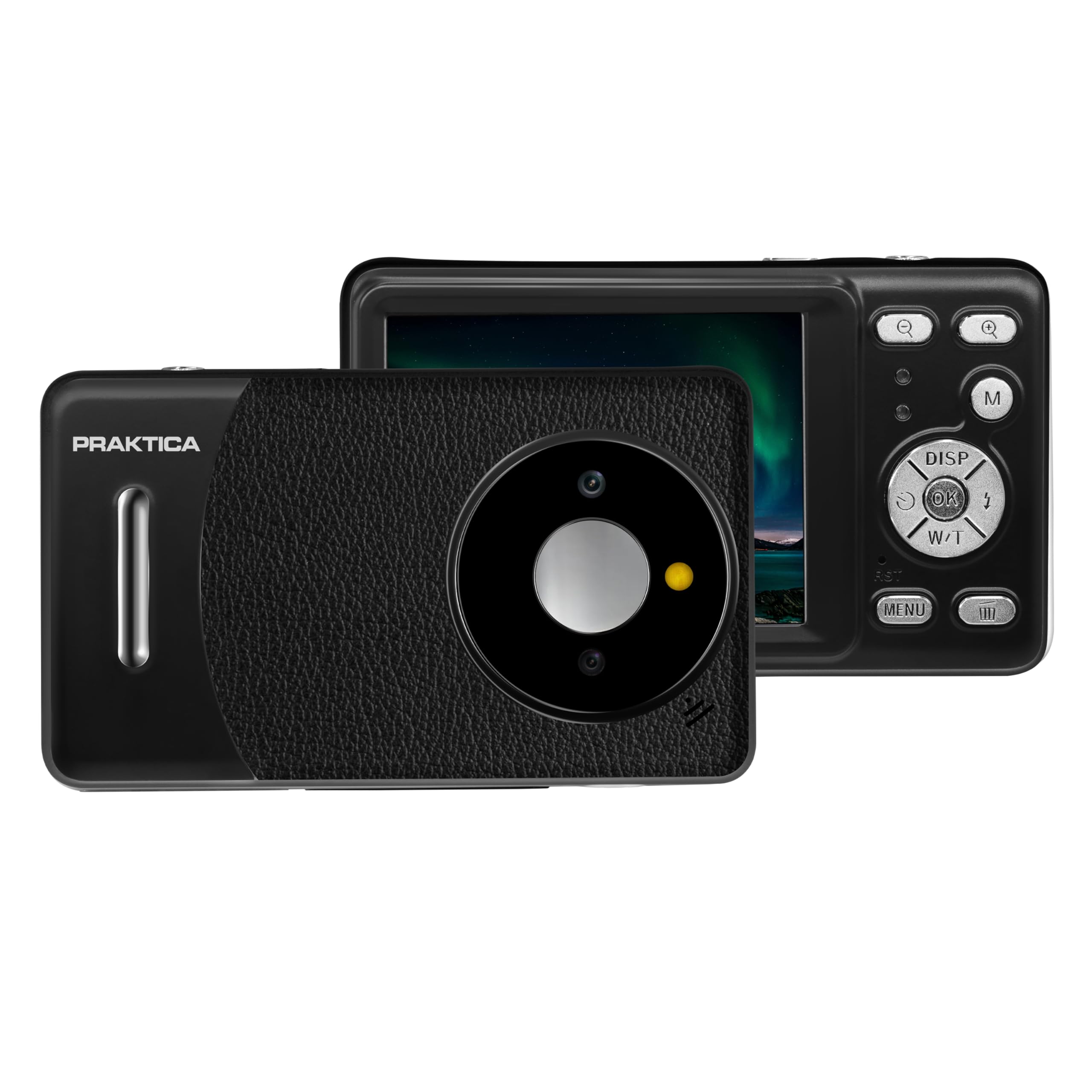 Praktica Cámara Digital compacta DZ13 de 13 MP, sensores CMOS duales, Lente Gran Angular y Zoom de 18x, Video Full HD, Color Negro