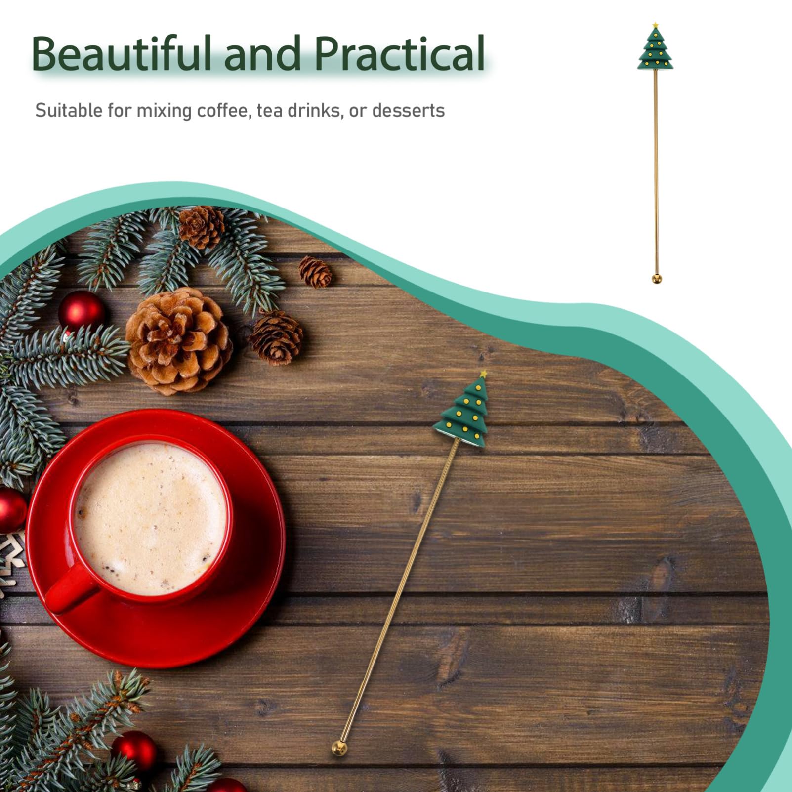 Homoyoyo Christmas Coffee Stir Stick: Holiday Drink Swizzle Rods Christmas Swizzle Sticks Holiday Coffee Stirrers For Whisky Juice Party Cocktail