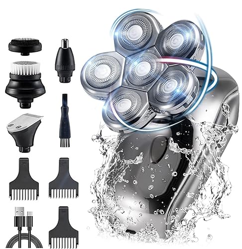 Maquinilla de afeitar eléctrica para hombres kits de aseo 6 en 1 afeitadora eléctrica para el cuerpo facial maquinilla de afeitar eléctrica para