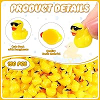 Vista 2 de Qunclay Paquete de 150 mini patos de resina amarillos con lentes de sol, pato pequeño para ocultar patos en miniatura para cruceros, bromas, adornos