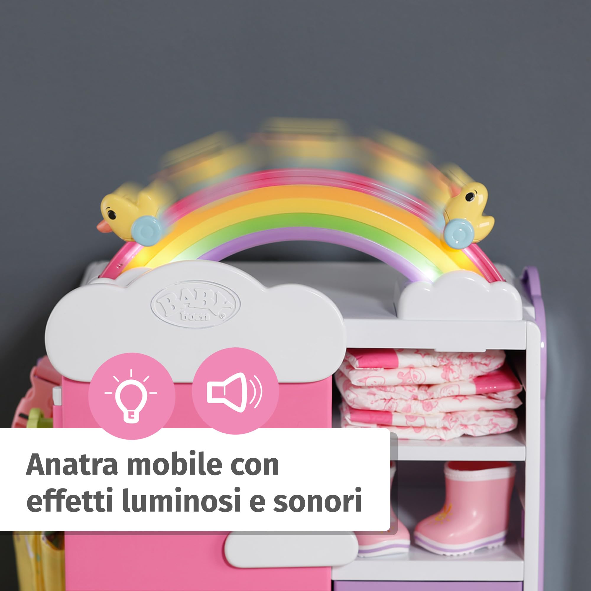 BABY born Armadio arcobaleno con luci e suoni | Luci e suoni, ripiani per scarpe, grucce e adesivi