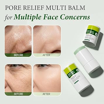 EELHOE 2 Pcs Cactus Pore Relief Multi Balm Stick- Instant Cooling & Soothing, Pore Minimizer, De-Puffing, Smooths Texture, Non-Greasy for All Skin Types, 0.88 OZ