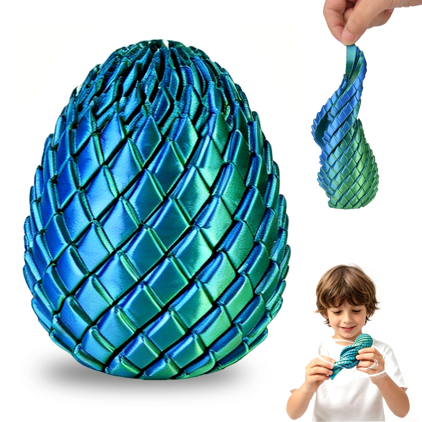 Twisty Fidget Egg, 3D Printed Fidget Toy, Slippery Egg Spiral Rotating Stress Relief Anxiety Fun Desk Toy for Adults Kids Stocking Filler Gifts Birthday Christmas