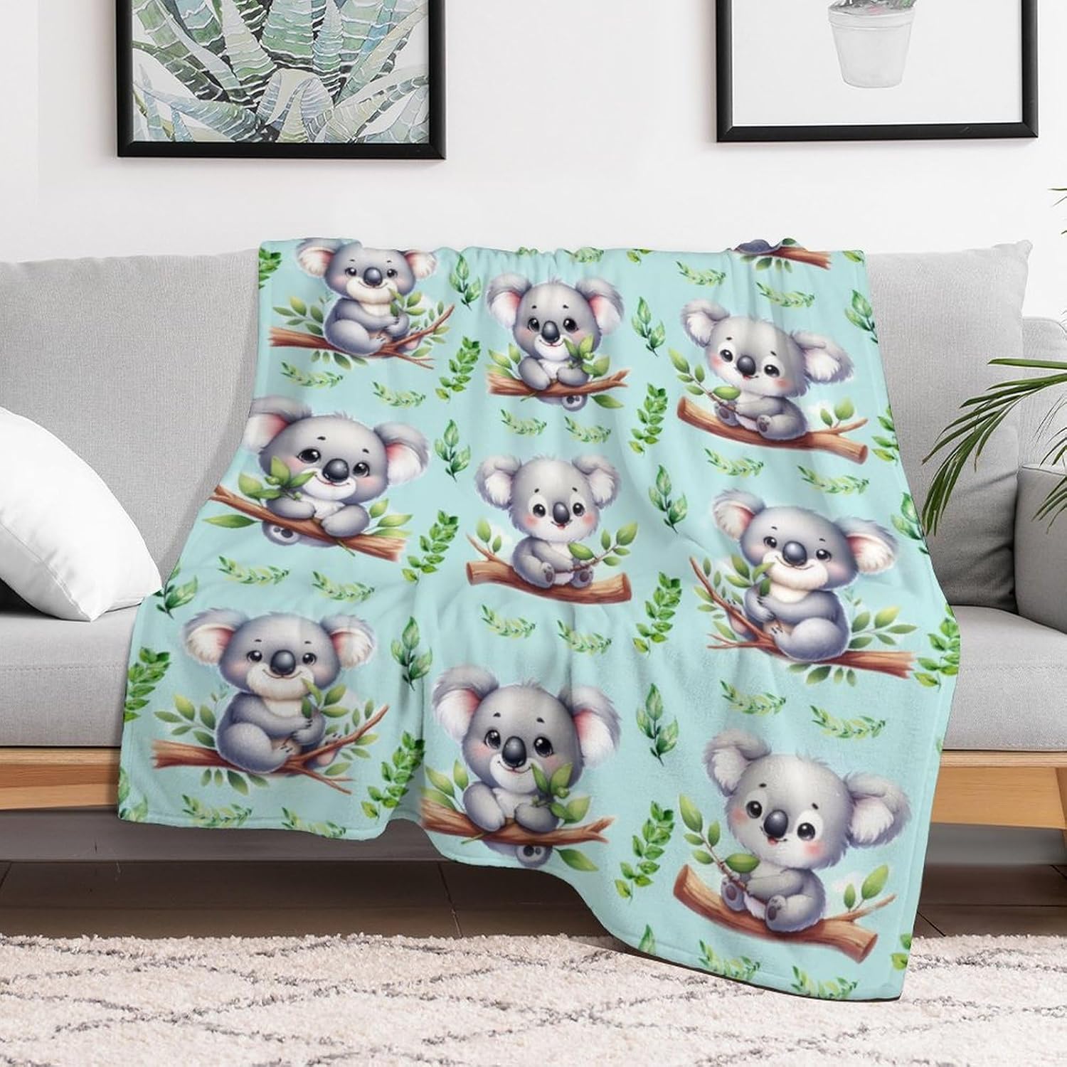 Koala Throw Blanket - Soft Flannel Koala Blankets for Girls Boys Kids Koala Lovers - Warm Koala Throw Blankets for All Season Lap, Chair, Sofa - 50"x40" - Image 2