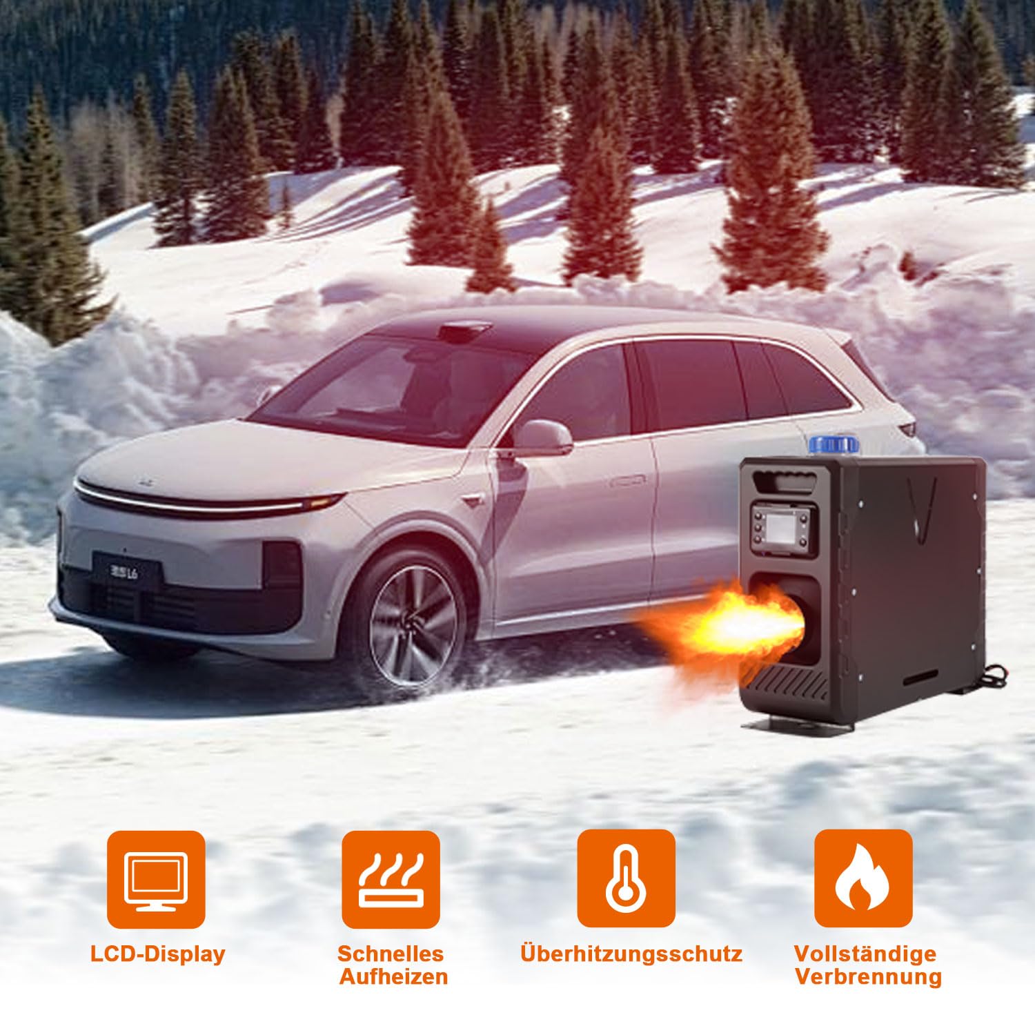 Ikodm 12 V Ogrzewanie postojowe na olej napędowy 8 kW, 5 L nagrzewnica na olej napędowy z aplikacją Bluetooth i pilotem zdalnego sterowania, ogrzewanie powietrzne na olej napędowy z monitorem LCD do