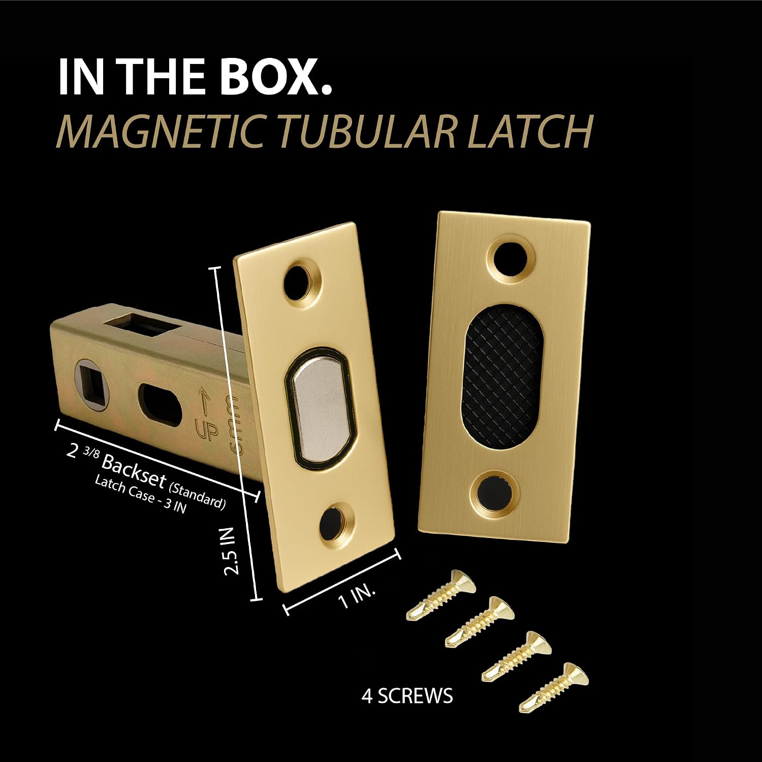 Mega Handles Magnetic Tubular Latch Satin Brass (1-Pack) - Door Lock Latch image 2