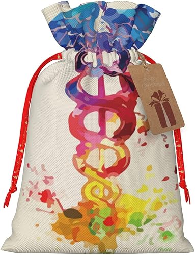 Augenstern Bolsa de regalo de arpillera de Navidad con cordón de acuarela-médico-arte-médico-enfermera, bolsa de envoltura de regalo reutilizable