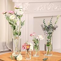 Vista 7 de Fixwal 4 piezas de jarrones cilíndricos de vidrio transparente, jarrones cilíndricos de 4, 6, 8, 10 pulgadas de alto para centros de mesa, jarrones