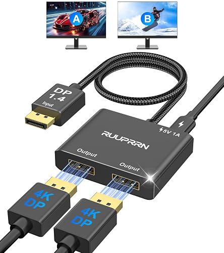 4K60Hz DisplayPort to Dual DisplayPort Splitter