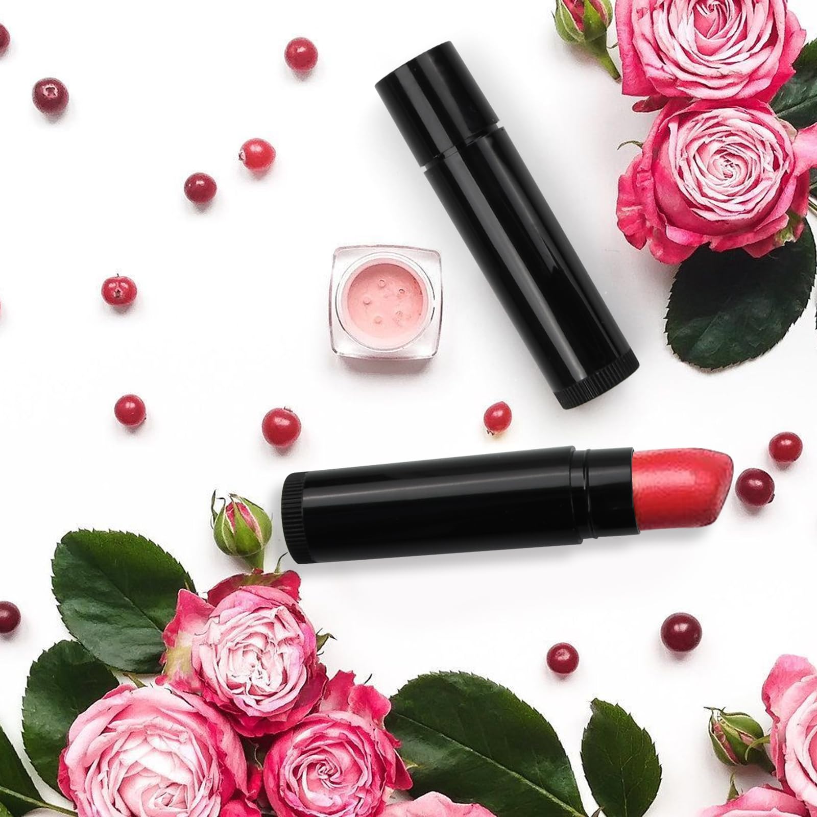 25 Tubi Portarossetto Vuoti In Plastica PP Da 5 Ml - Riutilizzabili Per Lip Balm E Gloss (Bianco)