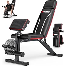 Weight Bench Adjustable Folding Weight Bench 800lb Workout Bench with Leg Extension Preacher Pad and Extended Headrest Multifunctional Home Fitness Equipment