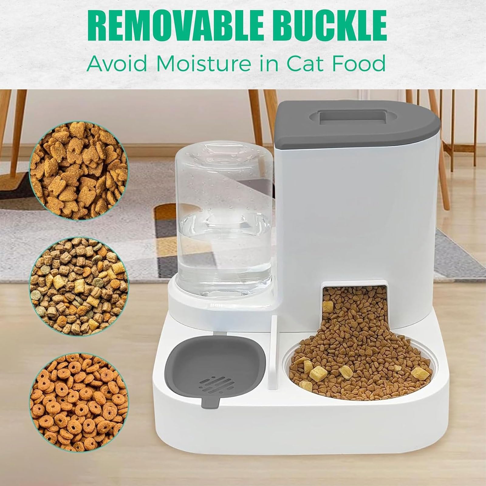 Mangiatoie Alimentatore automatico 2-in-1 domestici e stoccaggio di cibo per animali domestici più acqua rimovibile facile da pulire per cani gatti Articoli per animali