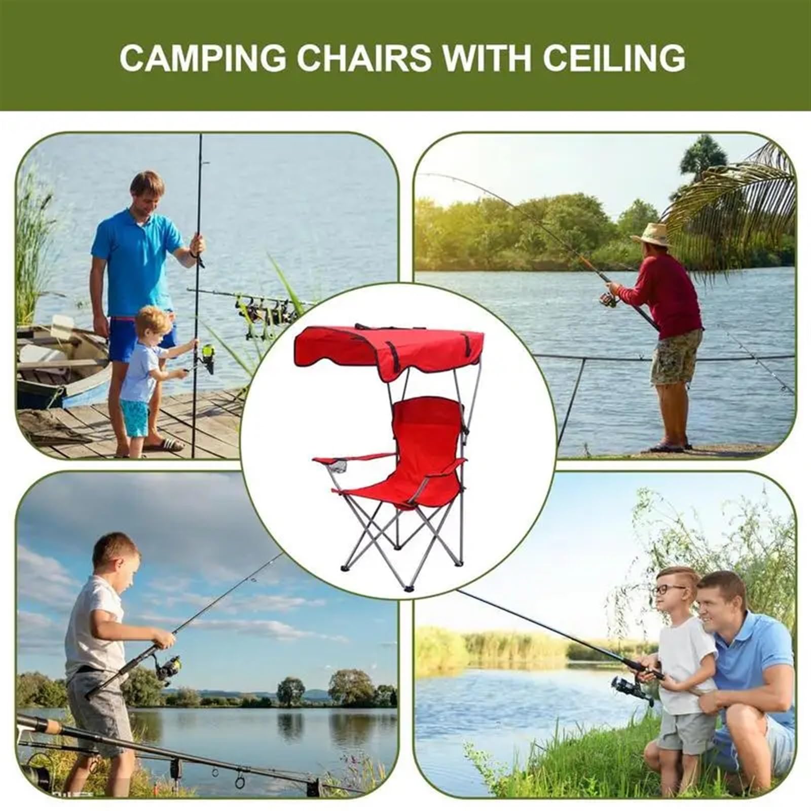 Klappbarer Campingstuhl | Mehrfarbiger klappbarer Camping-Angelstuhl