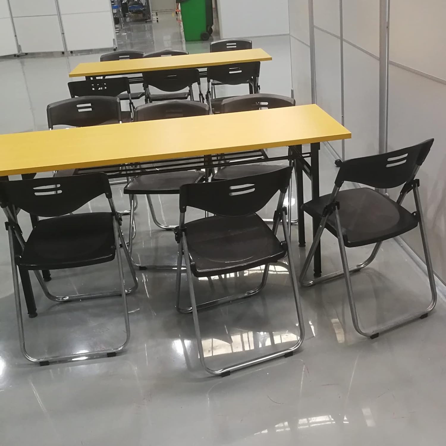 Conference Room Training Table and Chair Set Foldable Office Chair with Writing Board Integrated Stool Black Color. (Grey)