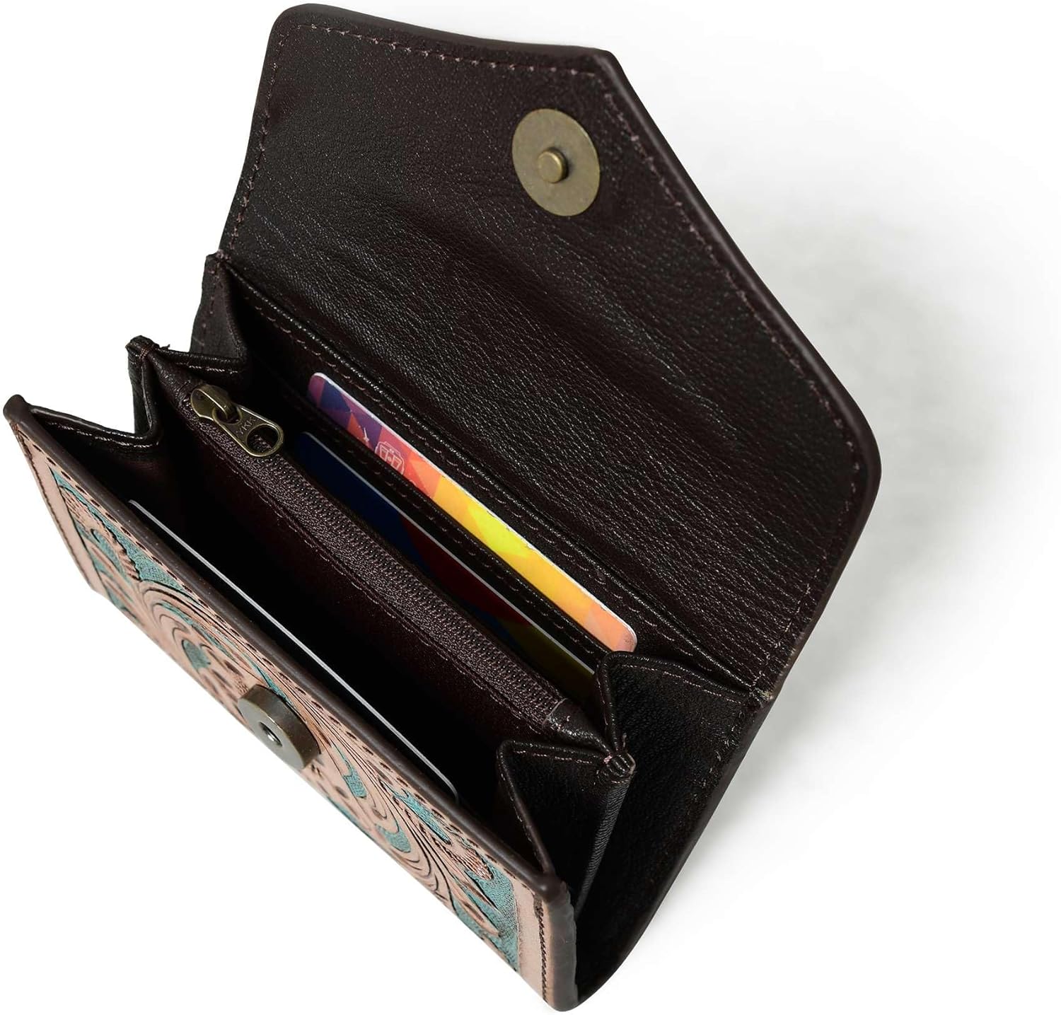 Merbaa Canyon Country Cowhide Tooled Leather Trifold Wallet with Multiple Card Slots - Image 5