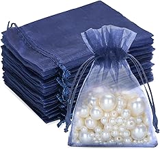G2PLUS 50PCS Blu Navy Sacchetti Organza 7x9CM Sacchetti Organza Regalo Sacchetti Regalo in Organza Borse Organza con Coulisse Sacchetti Confetti per Matrimonio,Caramella Gioielli