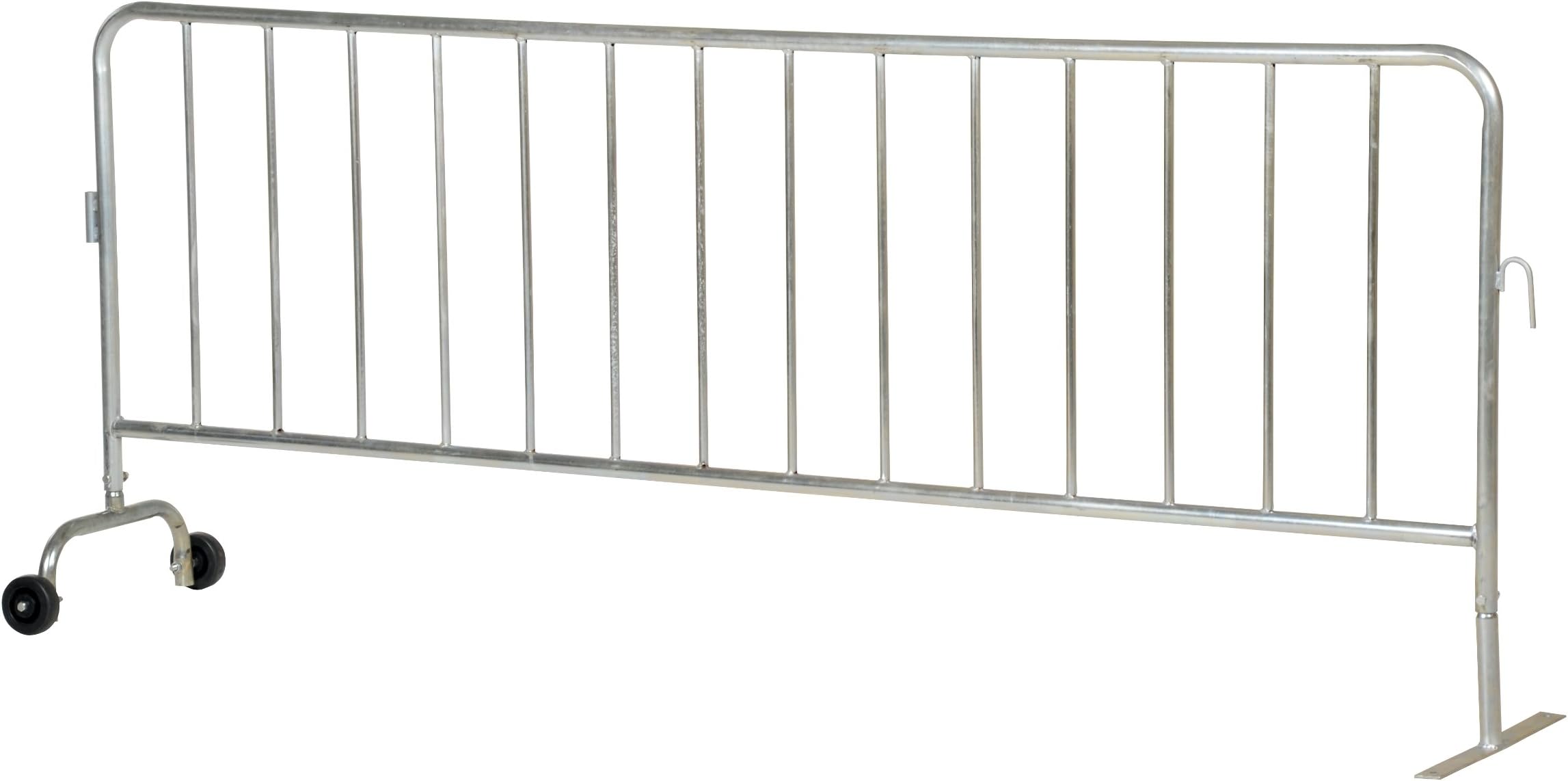 Vestil PRAIL-102-G-WF Steel Crowd Control Interlocking Barrier with Feet (1) Wheeled (1) Flat 101-3/16 in. Length Silver