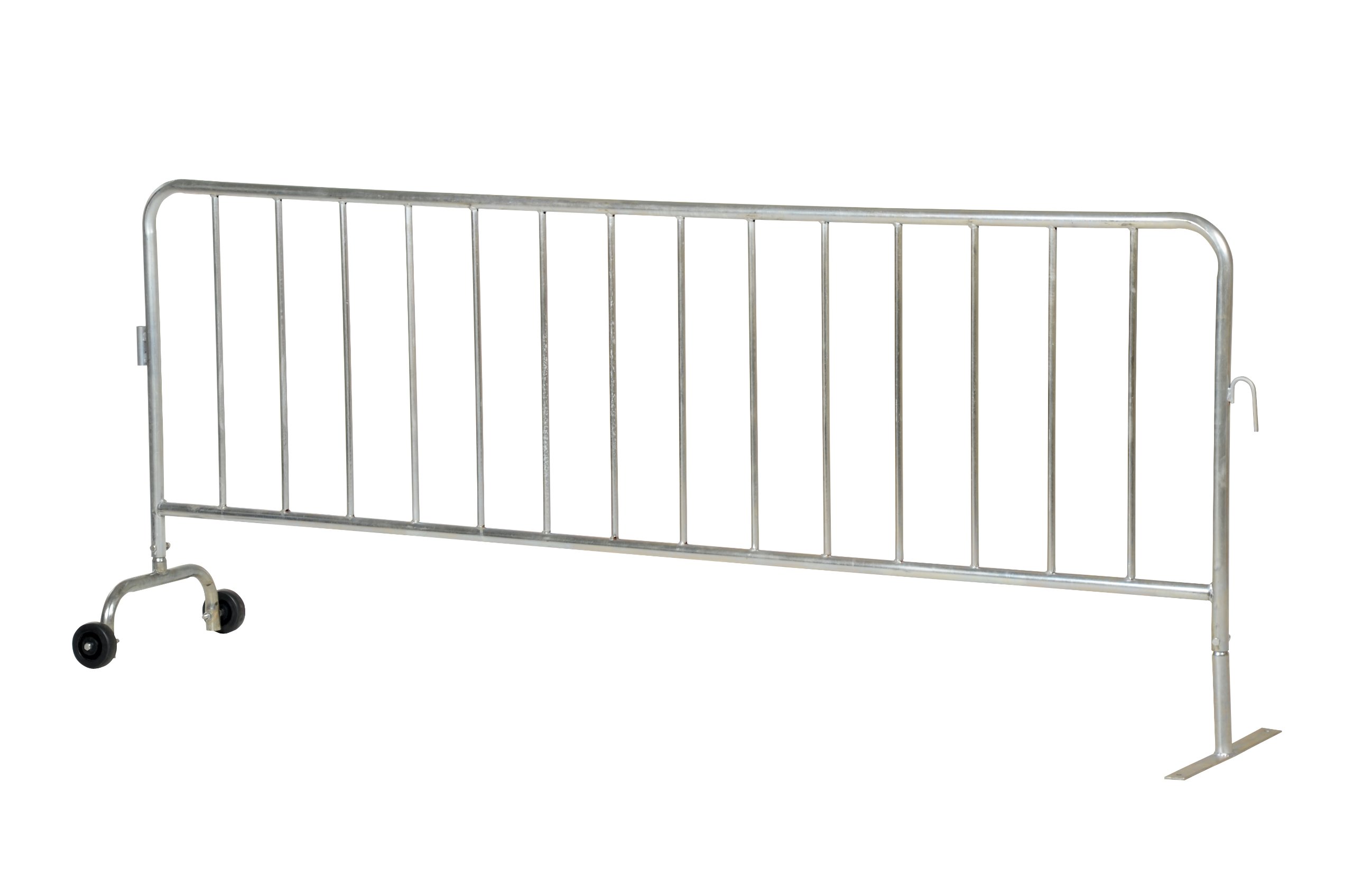 PRAIL-102-G-WF Steel Crowd Control Interlocking Barrier with Feet (1) Wheeled (1) Flat 101-3/16 in. Length Silver