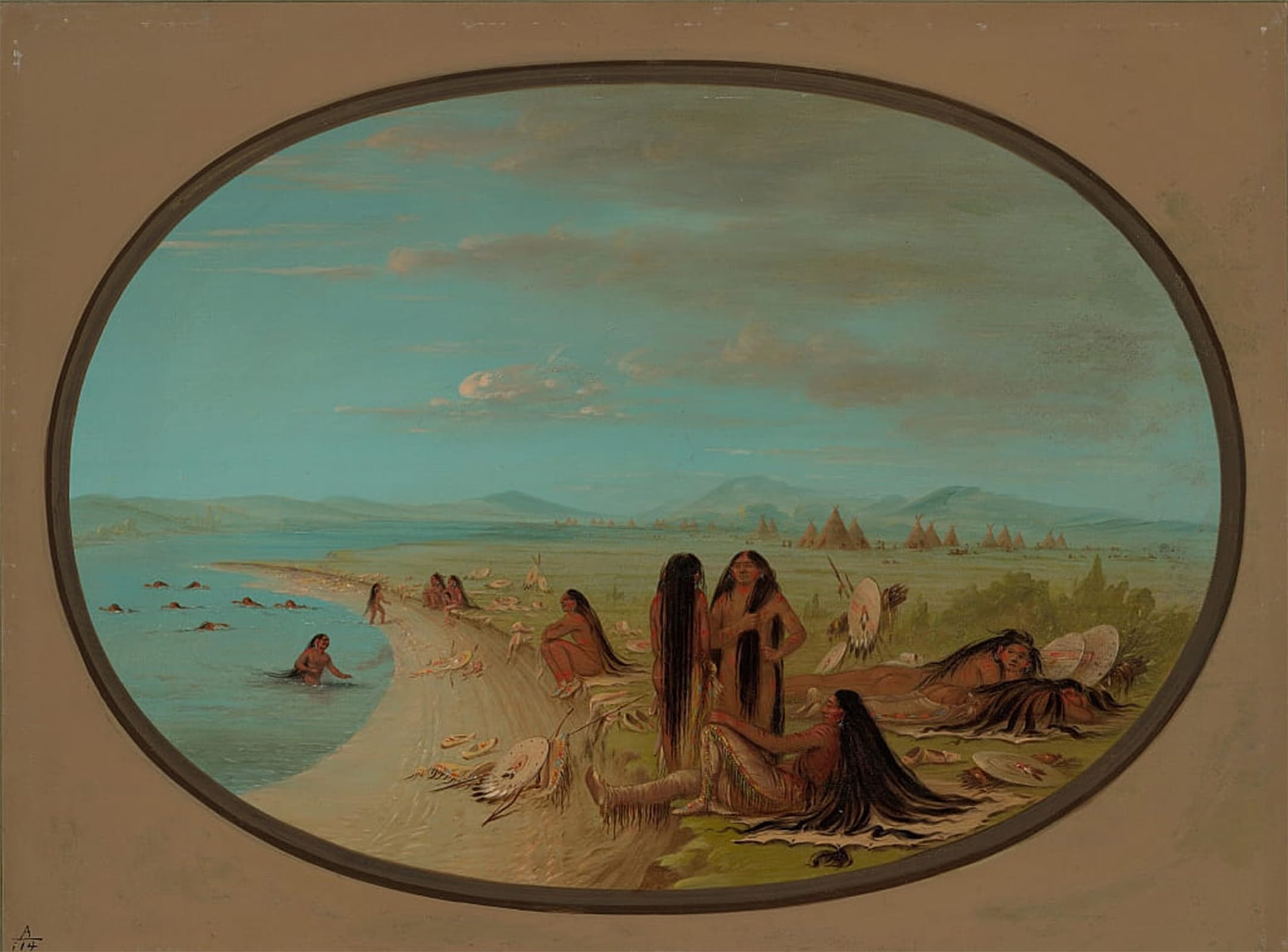 SERENDIPITP Aesthetic Poster Photo Wall Print Retro Picture Crow Warrioriess Bathing by George Catlin Modern Wall Artwork for Home Decor 60x90cm