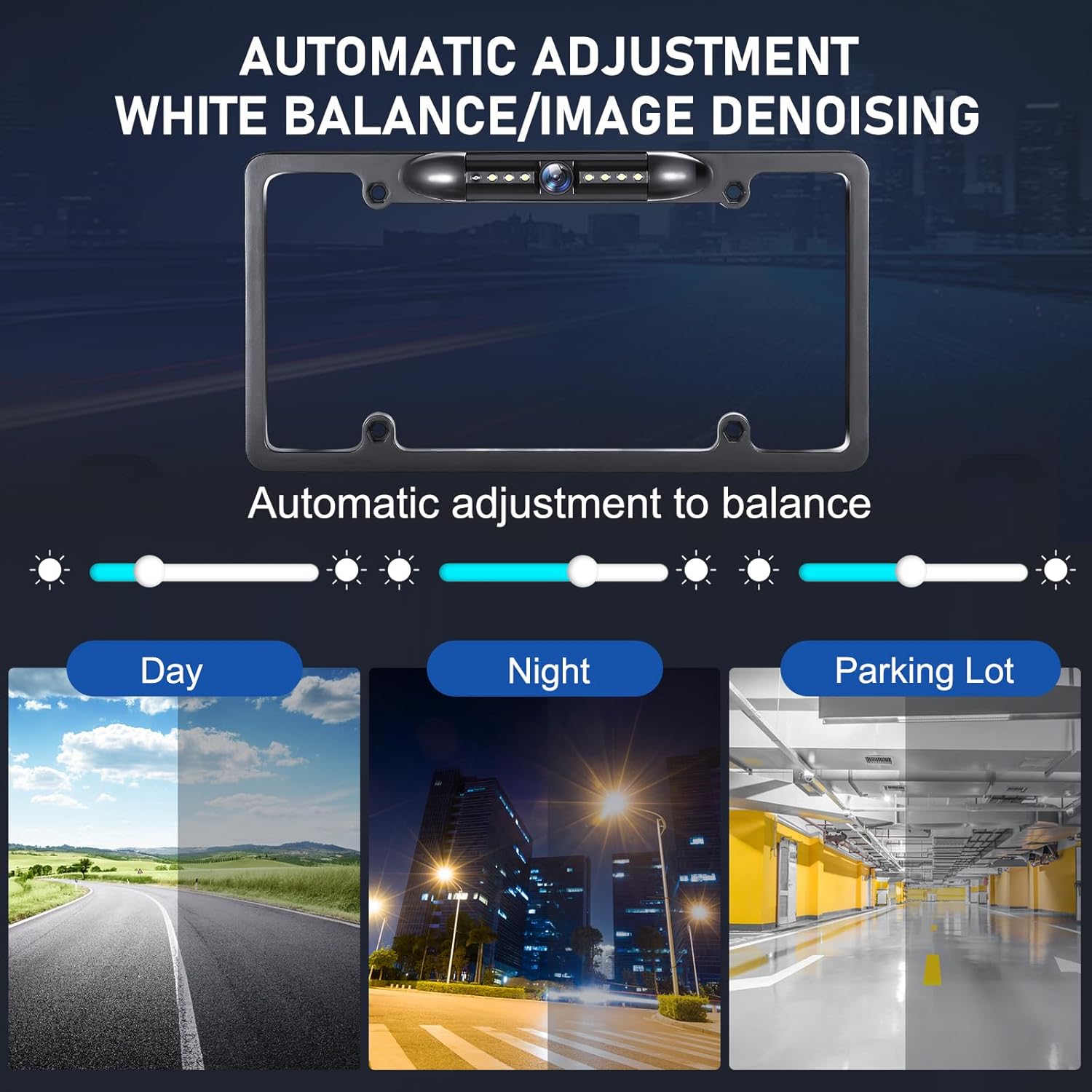 GLK Backup Camera, AHD 1080P License Plate Backup Camera, Night Vision Rear View Camera with 8 LEDs, Wide Angle IP69K Waterproof Reverse Rear Camera for 12-24V Car Vehicle SUV RV