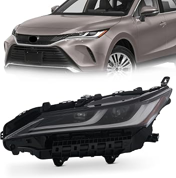 KARPAL Black Housing Headlight Assembly Compatible with 2021 2022 Toyota Venza Full LED Headlamp Driver Left Side 8115048J30