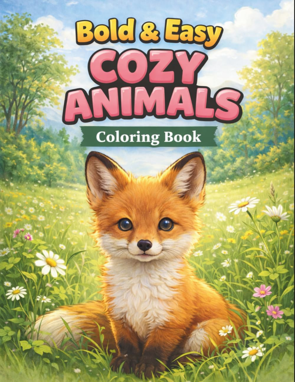 Bold and Easy Cozy Animals Coloring Book: 50 Adorable and Simple Designs for Stress Relief and Mindful Relaxation | Large Print for Adults, Seniors, and Kids