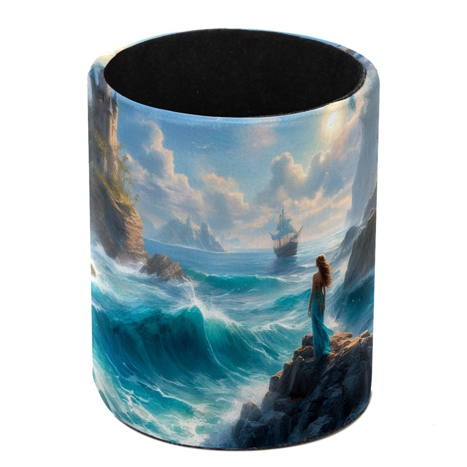 FWJZDSP Ocean Princess Pencil Cup Pen Organizer Makeup Brush Holder for Office Home Countertop Desk Accessory Storage