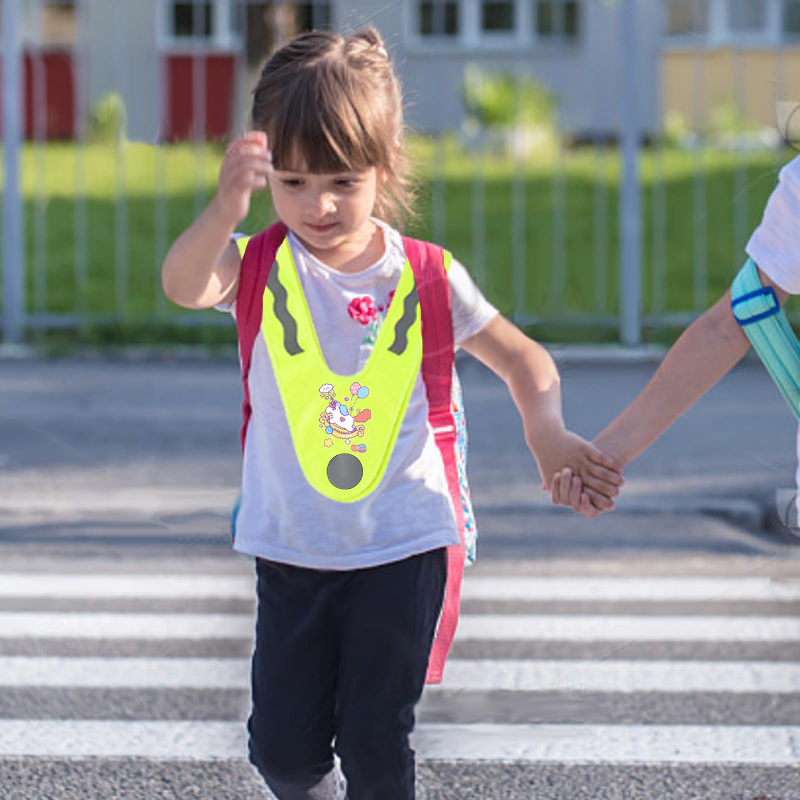 YOUYIKE 2 chalecos reflectantes para niños, en forma de V, amarillo, con bandas elásticas, chaleco luminoso para niños, chaleco reflectante para niños, para correr, ciclismo, carreteras nocturnas (C)