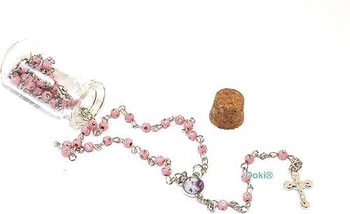 Miniatura 3 de Ooki Rosario de bebé bendito en frasco de vidrio con cuentas rosario rosario de cuentas rosario de bautizo plata católico crucifijo collar de fiesta